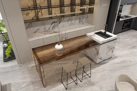 Modern Restaurant Island Wine Cabinet 3d model