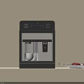 Modern Black Coffee Maker With White Cup And Red Berries On Kitchen Counter