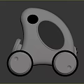 Futuristic Silver Compact Car With Transparent Top And Unique Wheel Design