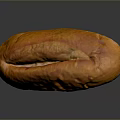 Golden Orange Baked Bread With Crusty Texture And Split Center On Dark Surface 3d model