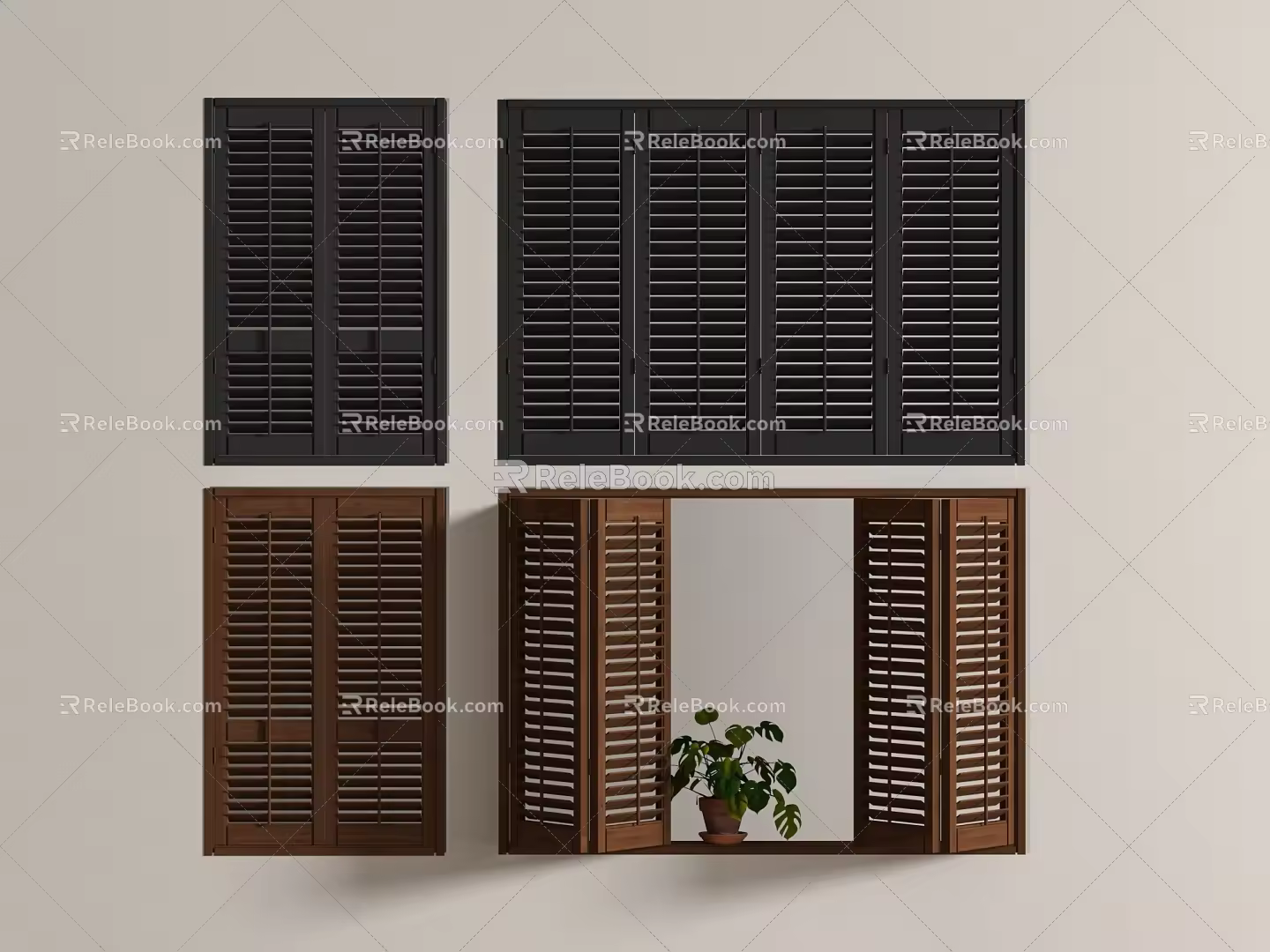 Modern medieval shutter medieval folding window sliding window 3d model