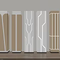 Modern Decorative Columns Featuring Various Geometric Patterns And Wood White Tones 3d model