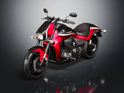 Red and Black Modern Cruiser Motorcycle With Sleek Design And Stylish Wheels 3d model