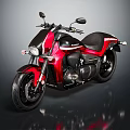 Red and Black Modern Cruiser Motorcycle With Sleek Design And Stylish Wheels