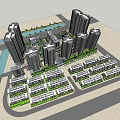 Contemporary Residential Complex Design with High rise Buildings Low rise Dwellings Green Zones and Roads