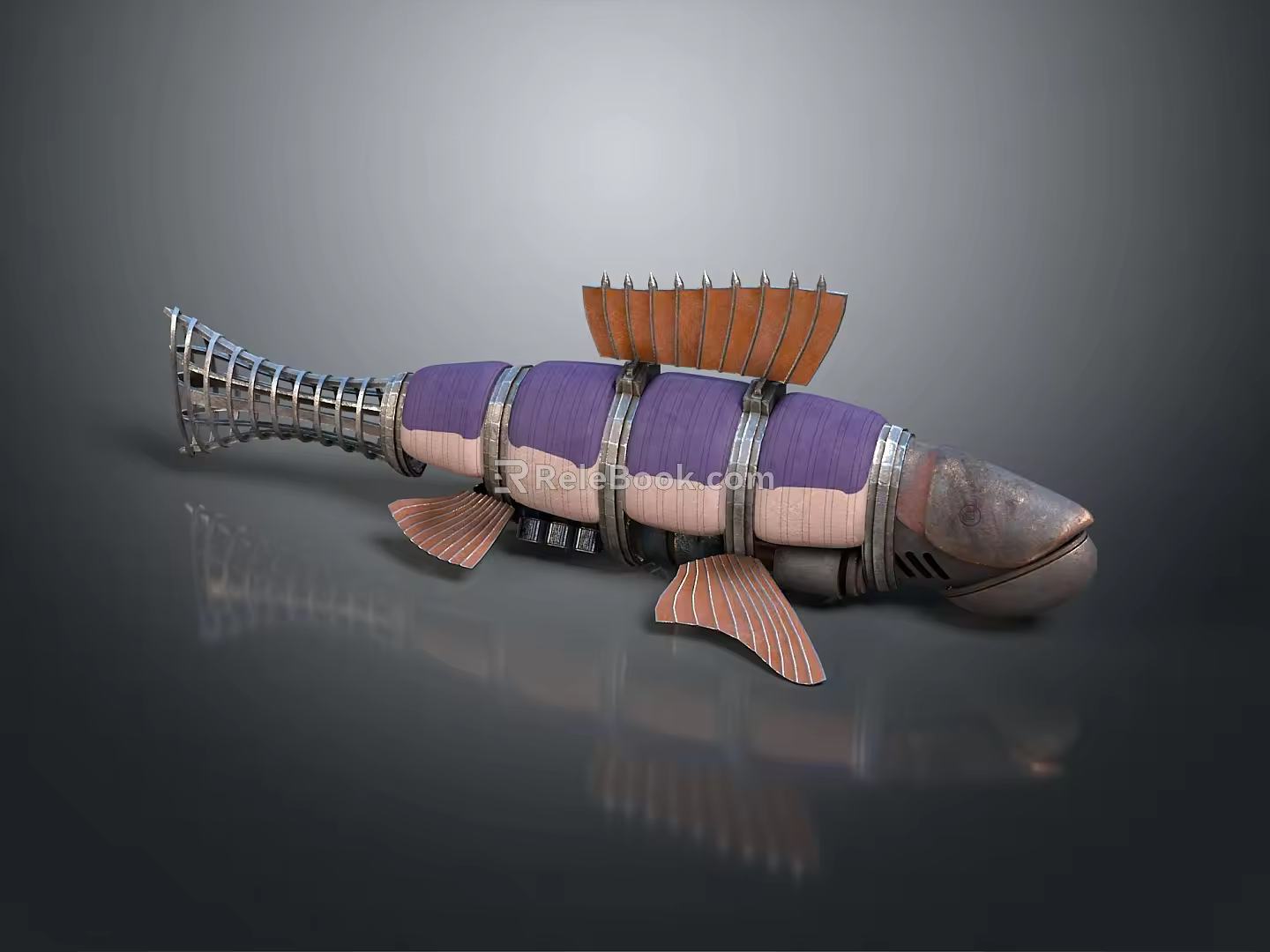 Fish robot fish machine fish machine turtle science fiction fish cyberfish cyberpunk fish science fiction equipment 3d model