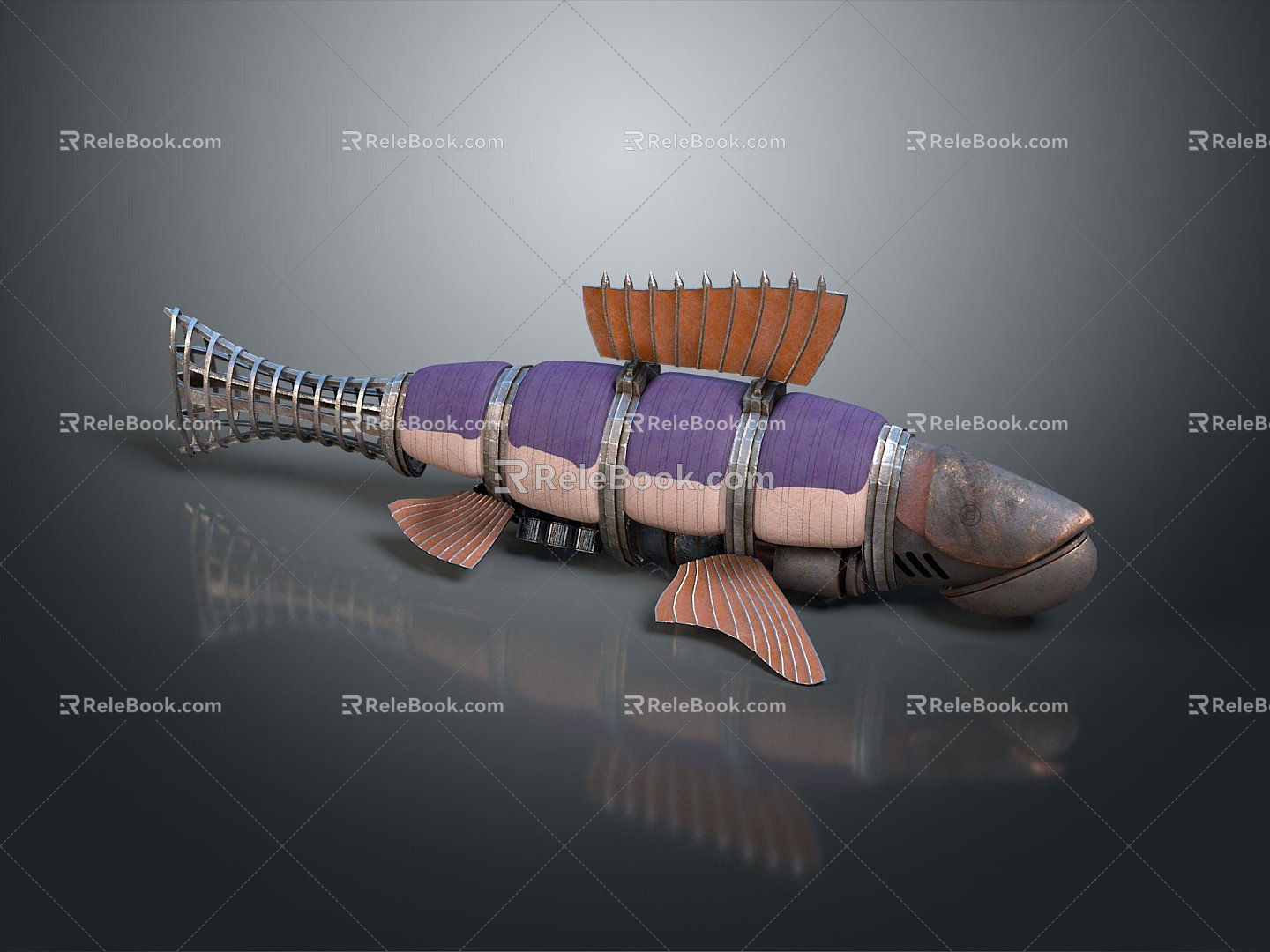 Fish robot fish machine fish machine turtle science fiction fish cyberfish cyberpunk fish science fiction equipment 3d model