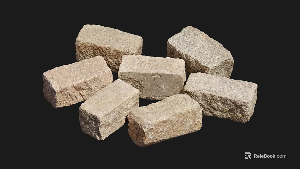 Natural Stone Blocks With Rough Surface Texture For Construction And Decoration 3d model 
