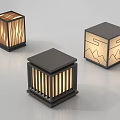 Square Outdoor Lights With Wavy Patterns And Mountain Designs For Decorative Use 3d model