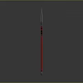 Traditional Red Shaft Silver Spearhead Weapon with Black Connector and Classic Long Handle