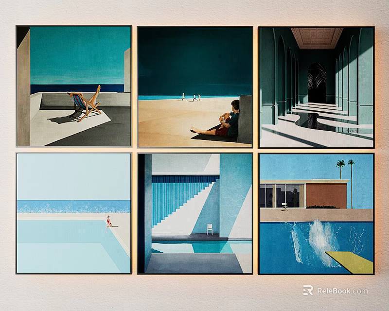 Modern Architectural Scenes Featuring Beach Pool Stairs And Blue Water Reflections 3d model