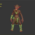 Goblin Creature 3D Model With Green Skin Pointed Ears Red Loincloth And Strapped Boots