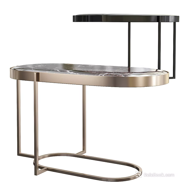 Elegant Modern Side Table With Marble Top And Metal Frame Design Structure 3d model 