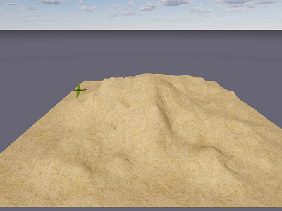 Scenic Desert Dune Landscape With Green Airplane Ocean And Cloudy Sky 3d model
