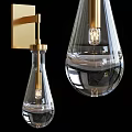 Modern Wall Sconces With Transparent Glass Teardrop Shades And Gold Metal Accents With Vintage Bulbs