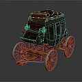 Vintage Maroon Carriage With Orange Wheels And Roof Luggage Trunk Design