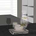 Modern Ornaments Combination Kitchen Utensils Water Cup Book Lemon 3d model