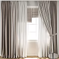 Gray White Double Layer Light Filtering Linen Sheer Curtains Modern Window Room Decoration