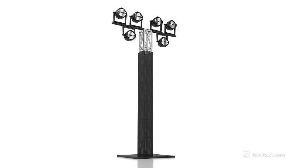 Modern Outdoor Light With Tall Black Pole And Multiple Illuminating Heads 3d model 