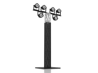 Modern Outdoor Light With Tall Black Pole And Multiple Illuminating Heads 3d model