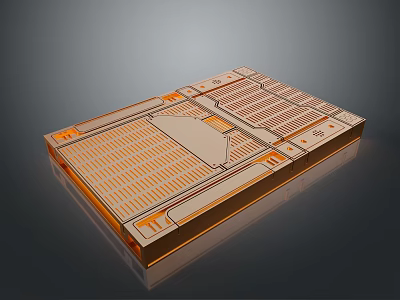 Abstract Landscape With Orange And Gray Grid Patterned Geometric Structures 3d model