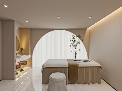 Serene SPA Interior With Massage Bed And Natural Light 3d model