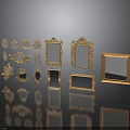 Golden Framed Mirrors And Picture Frames With Ornate Borders In Various Styles