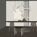 Quiet table and chair combination fork seat 3d model