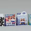 Assorted Pet Food Packages With Complete Nutrition Formulas And Cartoon Cat Dog