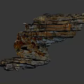 Layered Wood and Stone Natural Structure with Textured Surfaces and Earthy Tones