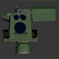 Green Vintage Weapon Cannon With Barrel Sight And Life Safety Device Label On Cylindrical Base