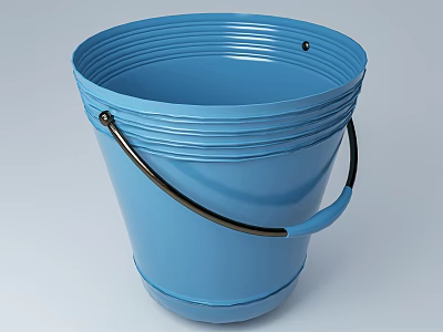 Durable Blue Plastic Bucket With Black Handle For Daily Washing Supplies 3d model