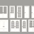 White Double Doors With Various Glass Panel Designs For Home Interior 3d model