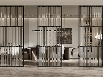 Modern screen partition glass partition 3d model
