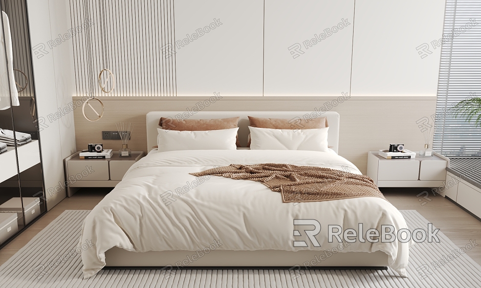 Cream wind double bed model