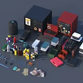 Comprehensive Hardware Tools Collection With Black Red Toolboxes And Various Accessories 3d model