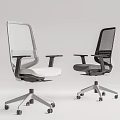 Modern Office Chair Design With White And Black Mesh Backrest Armrests And Adjustable Wheels