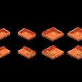 Orange Square Furniture Pieces With Varied Decorative Borders And Platform Designs