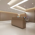 Hospital Outpatient Clinic with Modern Reception Desk Wooden Walls And Bright Lighting