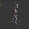 Portable Tripod Mounted Device With Red Light White Cylindrical Antennas And Digital Screen Panel