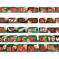 Assorted Meat Products Displayed on Supermarket Shelves with Green and Red Packages