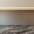 Modern Sideboard in Kitchen Interior With Wooden Panels Marble Countertop And Built in Appliances