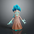 Game Movie Character Fantasy Tree Creature With Blue Treetop And Glowing Branch Arms