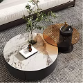 Modern Marble Coffee Tables With Black Base Glass Top Green Plant Gold Decor And Book