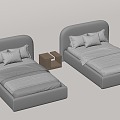 Modern single bed bedside table 3d model