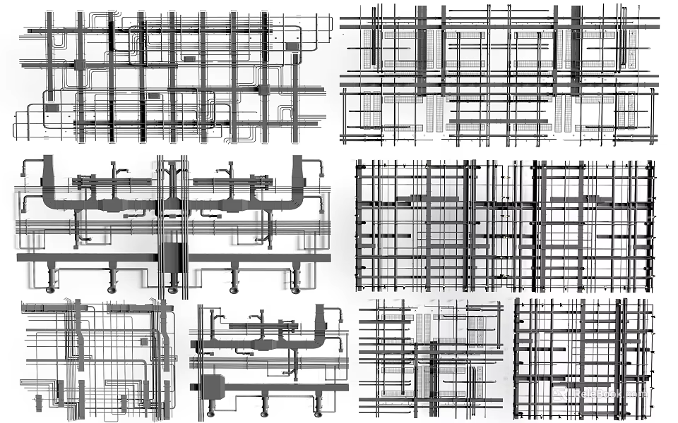 Modern Ceiling Design With Grid Structure Clean Lines And Interior Framework 3d model 