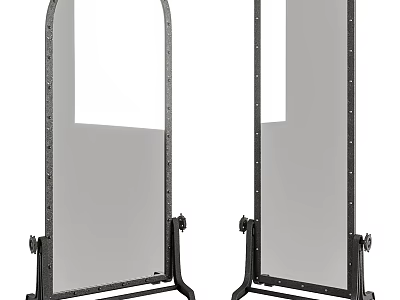 Floor Standing Mirrors With Black Metal Frame And Stable Base For Home 3d model