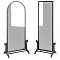 Floor Standing Mirrors With Black Metal Frame And Stable Base For Home