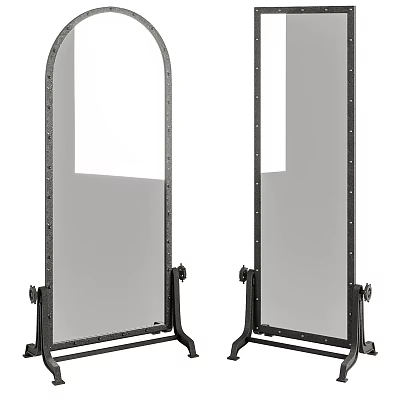 Floor Standing Mirrors With Black Metal Frame And Stable Base For Home 3d model