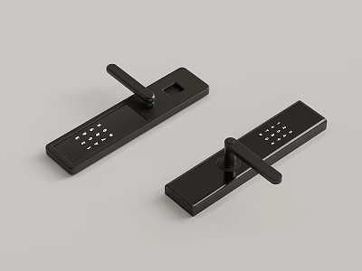 Two Black Electronic Door Locks With Numeric Keypad And Handle Design 3d model